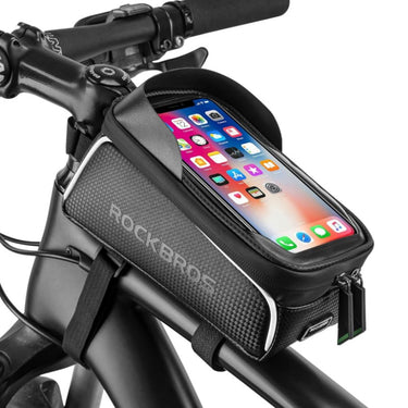 ROCKBROS Bike/Bicycle Phone Front Frame Bag Waterproof Cycling Pouch Compatible Phone Under 6.5”