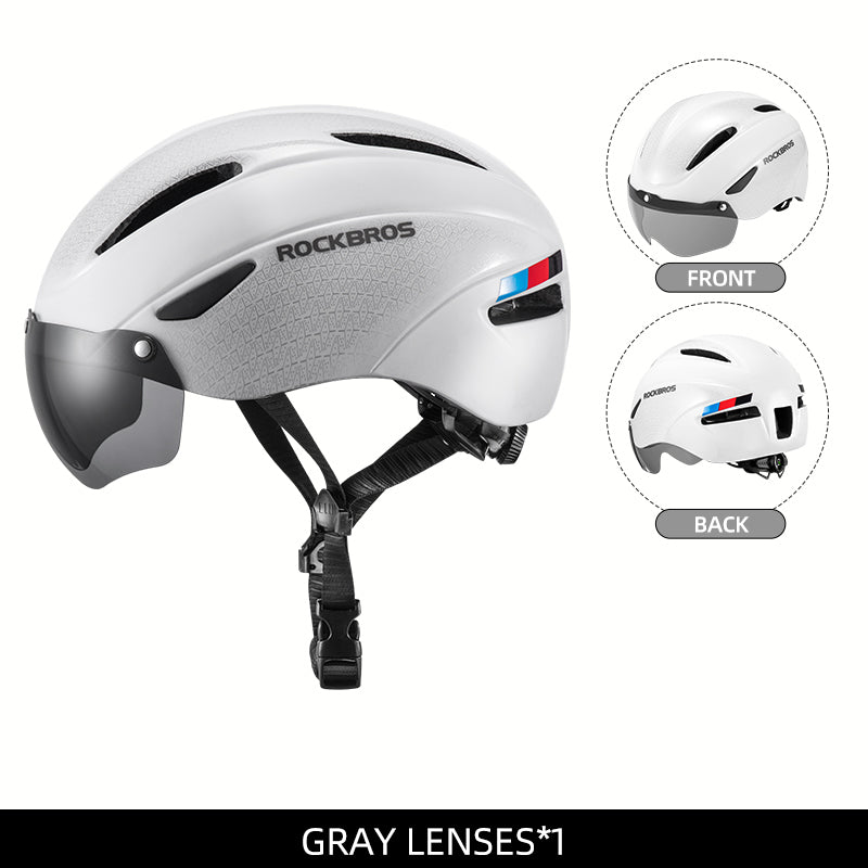 bike helmet with goggles ROCKBROS Ultralight Magnetic Cycling Helmet, White Shimano Stella 2500 Fj Meets or exceeds FMVSS hiking backpack waterproof Color:Medium Gray / Blue