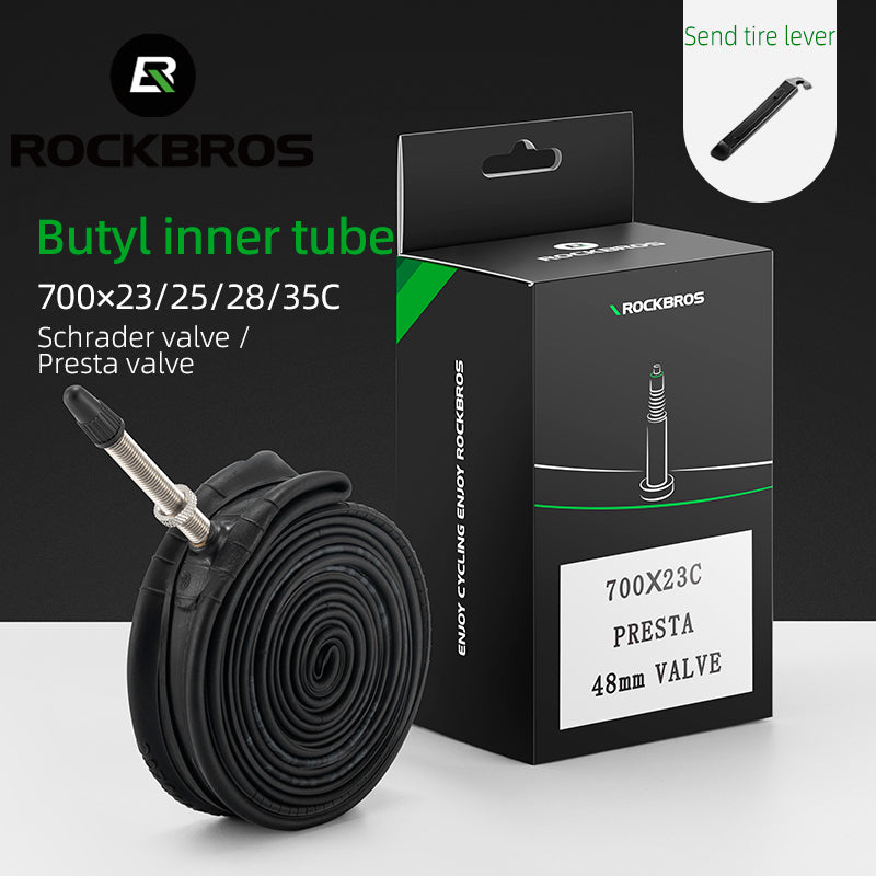 ROCKBROS  700X23/25/28/35C Road Bike Inner Tube 48mm Presta/Schrader Valve High Self Sealing Butyl Rubber - ROCKBROS
