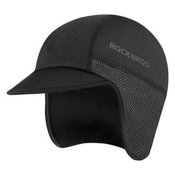 ROCKBROS Winter Cycling Caps  Windproof Cycling Hat with Sun Visor Under Helmet Liner Black