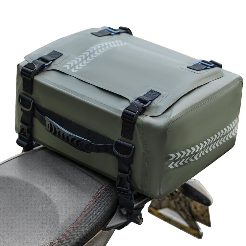 ROCKBROS Motorcycle Tail Bag Waterproof 30L Luggage Pannier Dry Bag Army Green