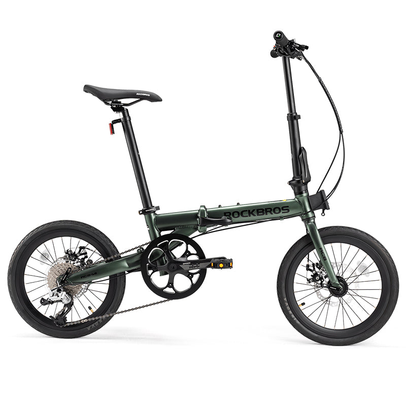 ROCKBROS 16'' Folding Bike 9-Speed Dual C-Brake Aluminum Frame Adjustable City Bicycle 11-32T