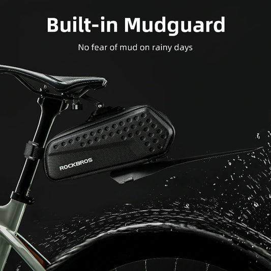 ROCKBROS 1.3L 3D Hard Shell with Mudguard Bike Saddle Bag