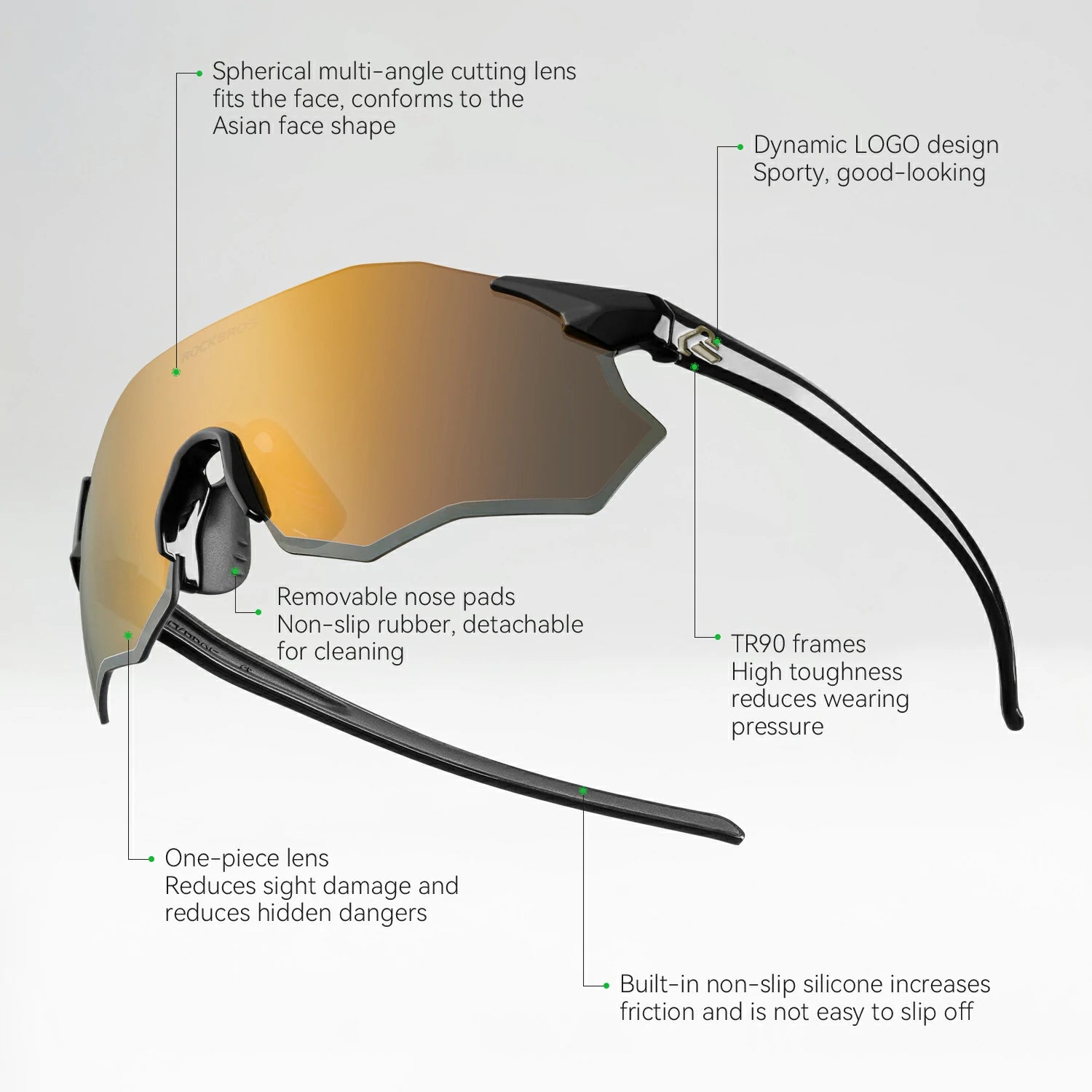 ROCKBROS Polarized Cycling Sunglasses with UV400 Protection Lightweight Durable