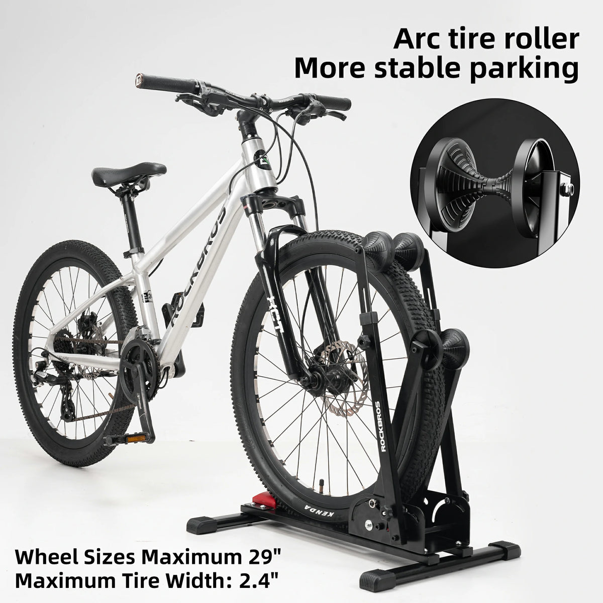 2-in-1 Adjustable Bike Stand Foldable Floor Vertical Rack Sturdy Carbon Steel for 24