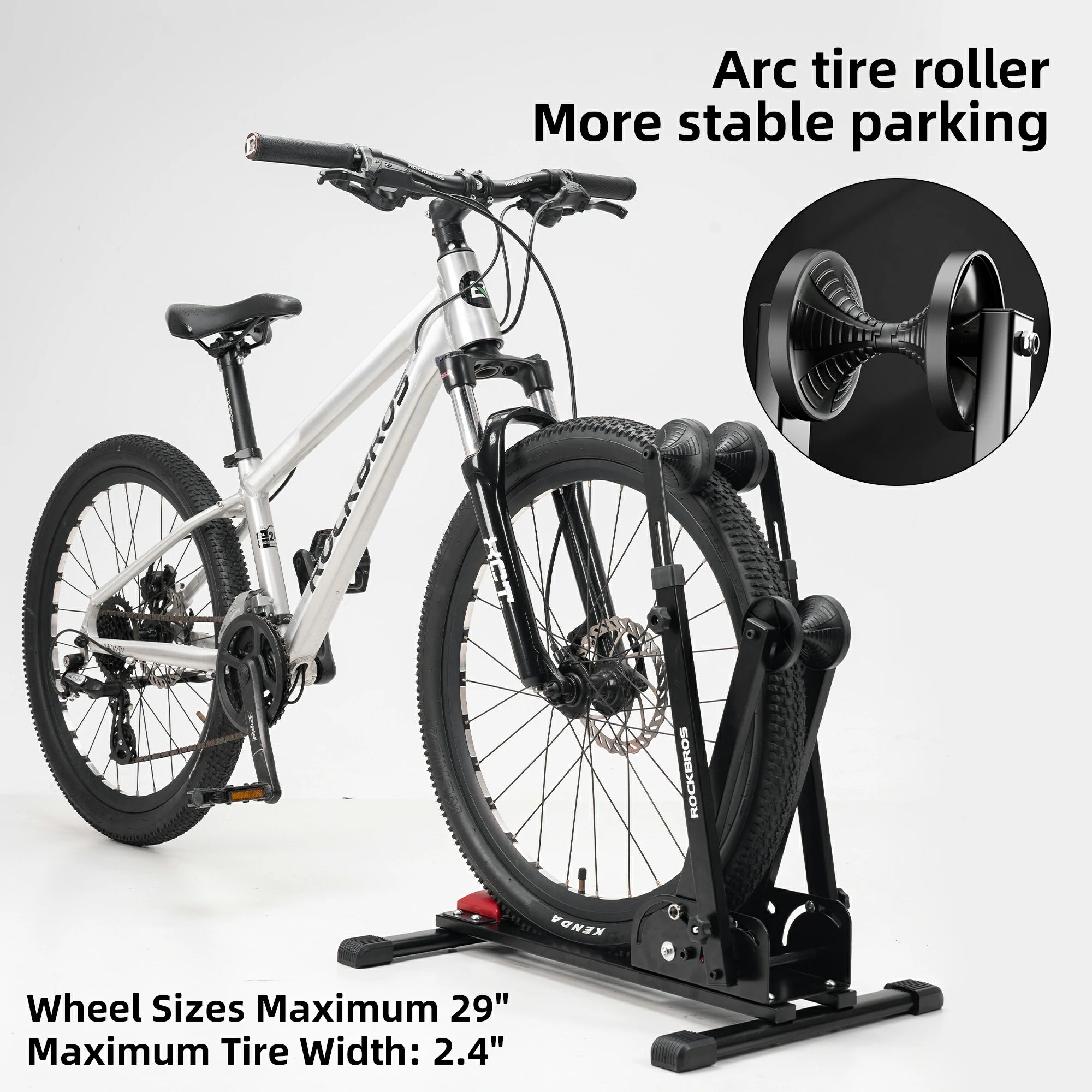 2-in-1 Adjustable Bike Stand Foldable Floor Vertical Rack Sturdy Carbon Steel for 24"-27.5" Wheels