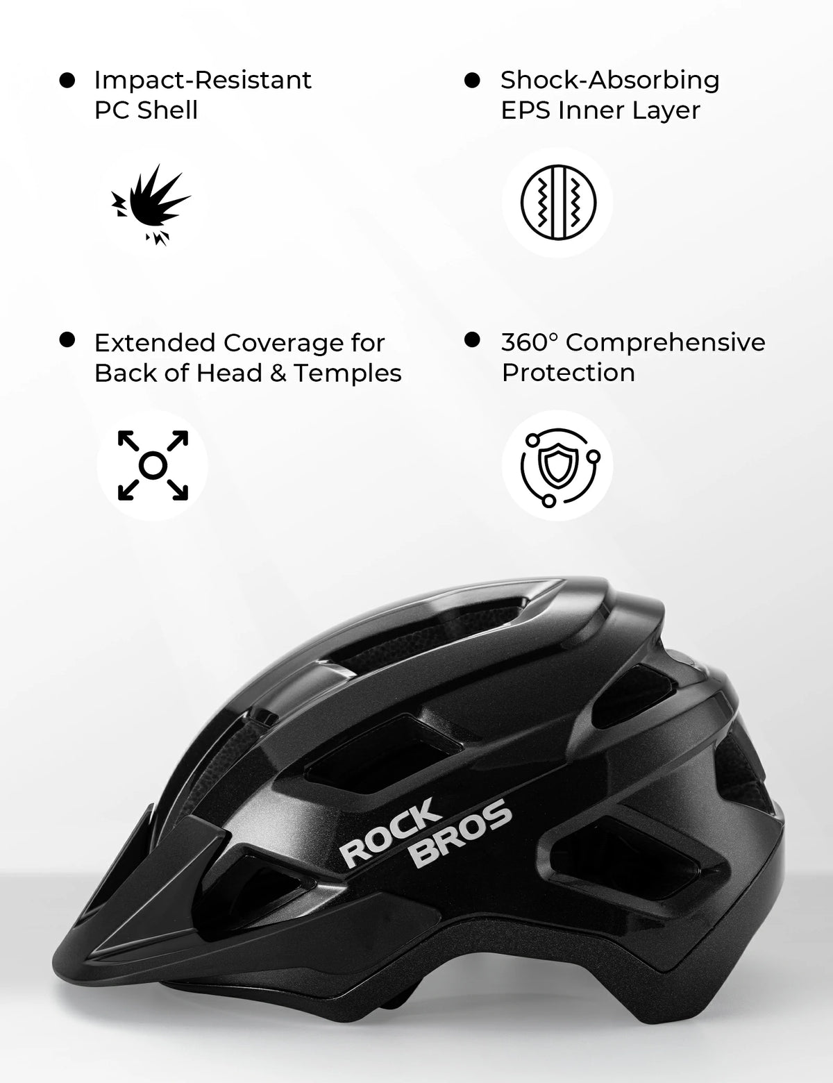Youth Cycling Helmet Antibacterial Protection Breathable, Black