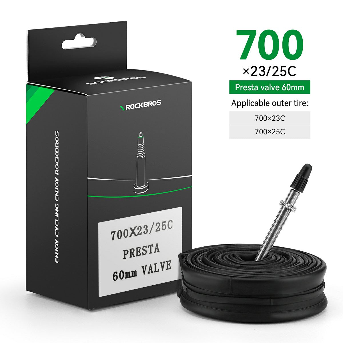 ROCKBROS  700X23/25/28/35C Road Bike Inner Tube 48mm Presta/Schrader Valve High Self Sealing Butyl Rubber - ROCKBROS