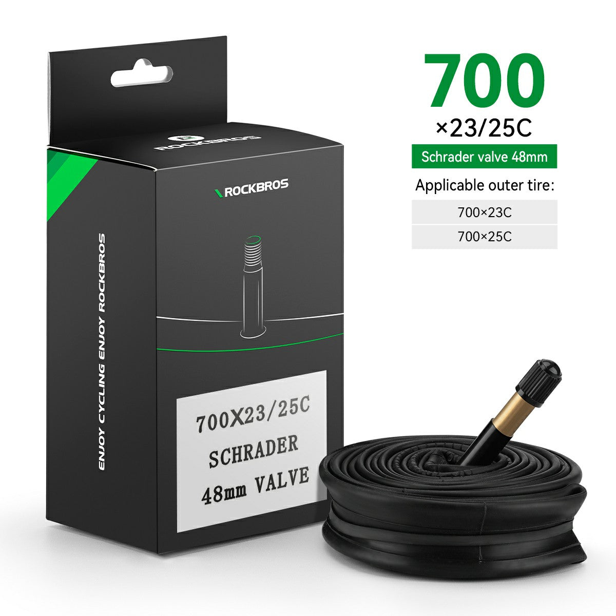 ROCKBROS  700X23/25/28/35C Road Bike Inner Tube 48mm Presta/Schrader Valve High Self Sealing Butyl Rubber - ROCKBROS