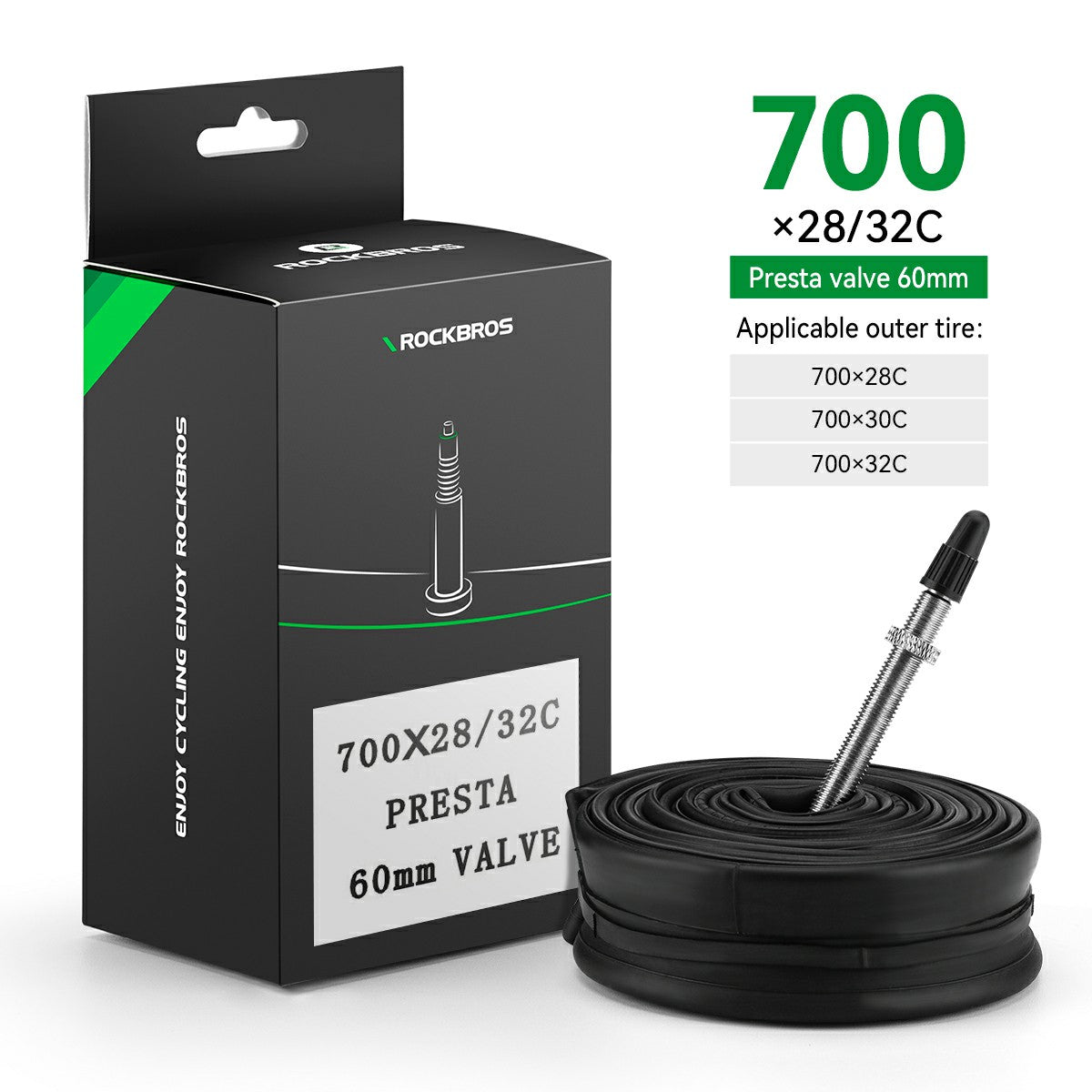 ROCKBROS  700X23/25/28/35C Road Bike Inner Tube 48mm Presta/Schrader Valve High Self Sealing Butyl Rubber - ROCKBROS