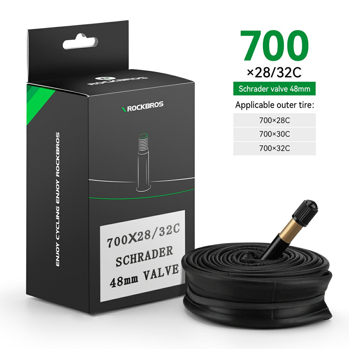 ROCKBROS  700X23/25/28/35C Road Bike Inner Tube 48mm Presta/Schrader Valve High Self Sealing Butyl Rubber - ROCKBROS