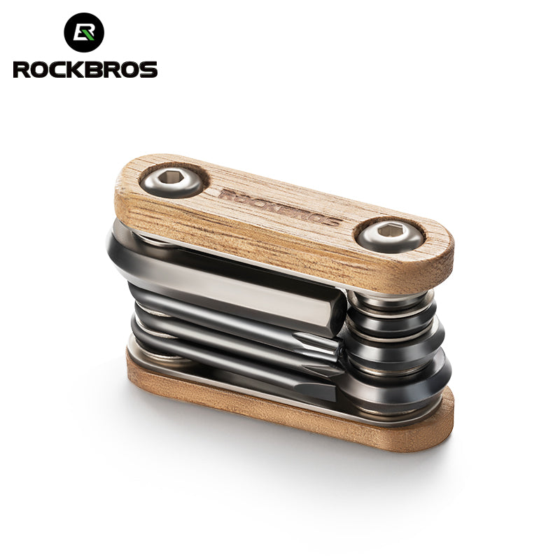 ROCKBROS Titanium-Plated 8-in-1 Wood Handle Multi-function Tool