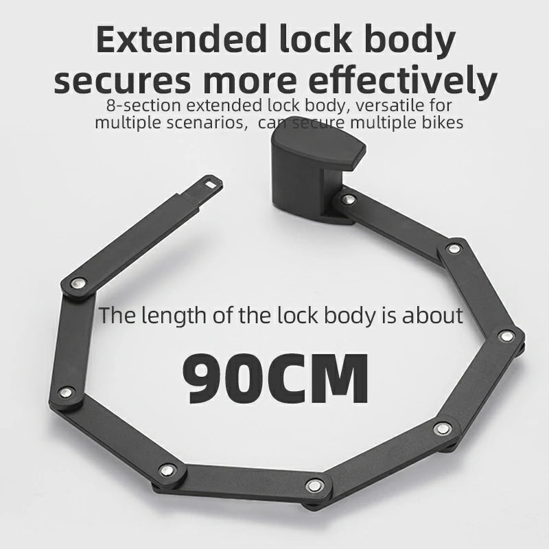 ROCKBROS Folding Bike Lock Smart Fingerprint Heavy Duty Anti Theft Bike Lock - ROCKBROS