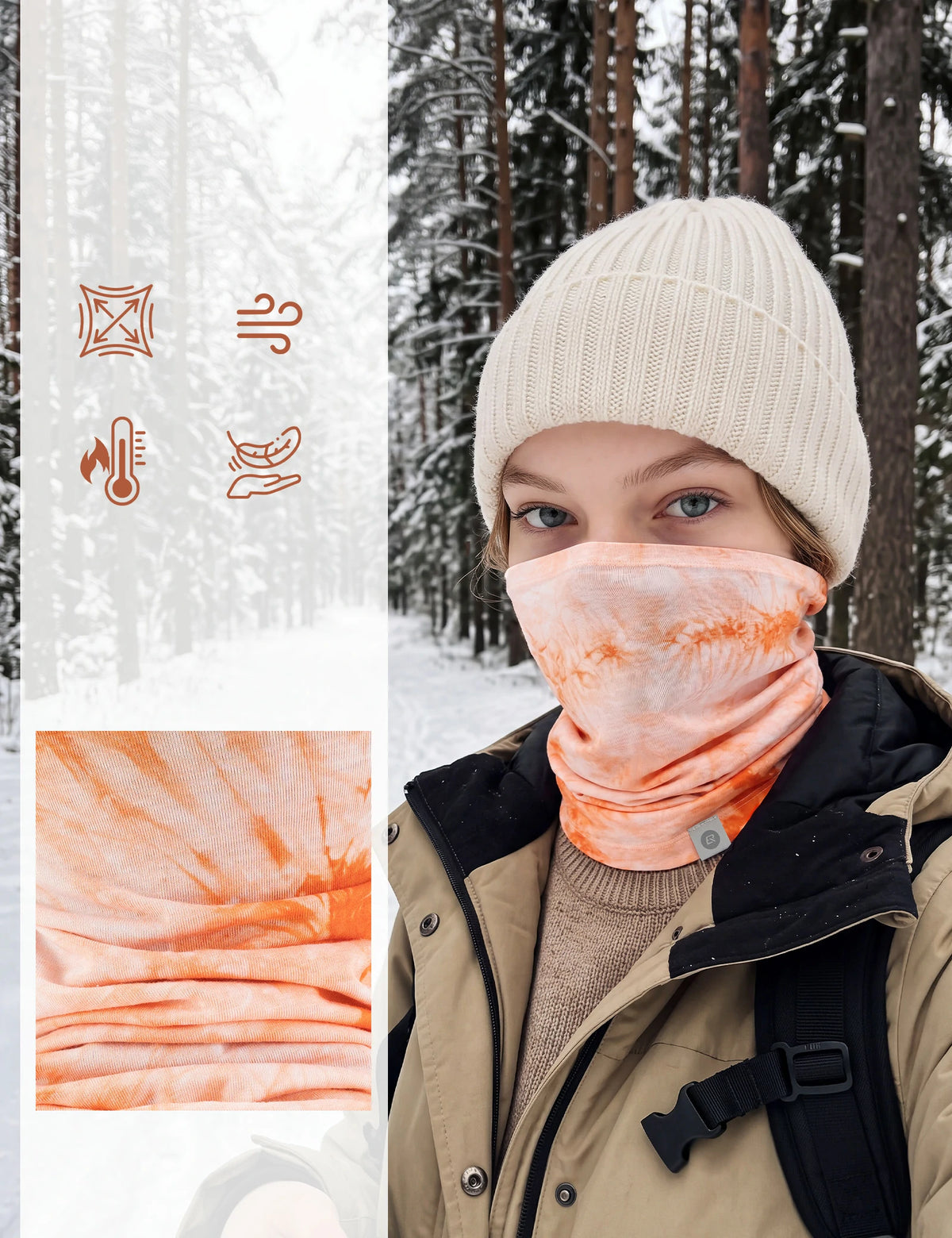 Tencel Wool Winter Cycling Balaclava, Windproof Helmet Liner Neck Gaiter