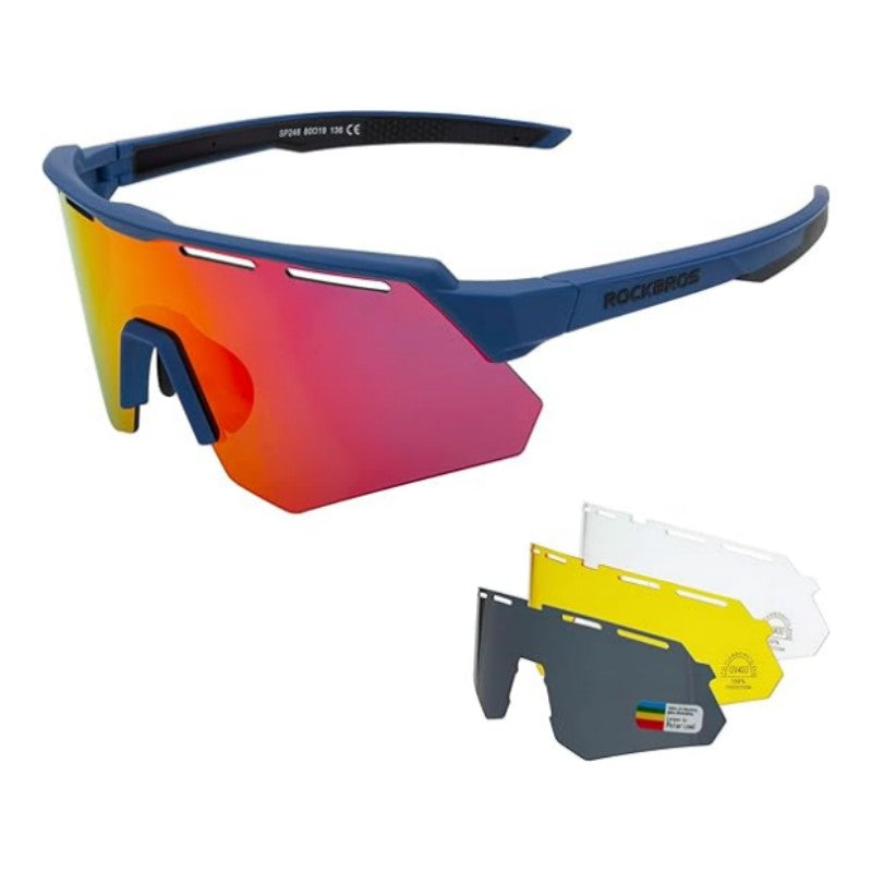 ROCKBROS Polarized Cycling Glasses with 4 Interchangeable Lenses