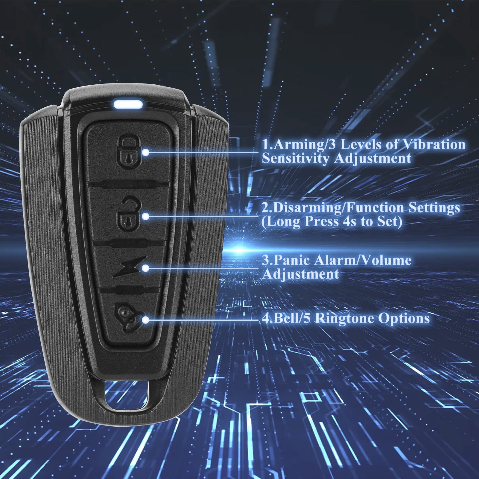 ROCKBROS 115dB Bike Alarm Vibration Motion Sensor Waterproof Motorcycle Alarm