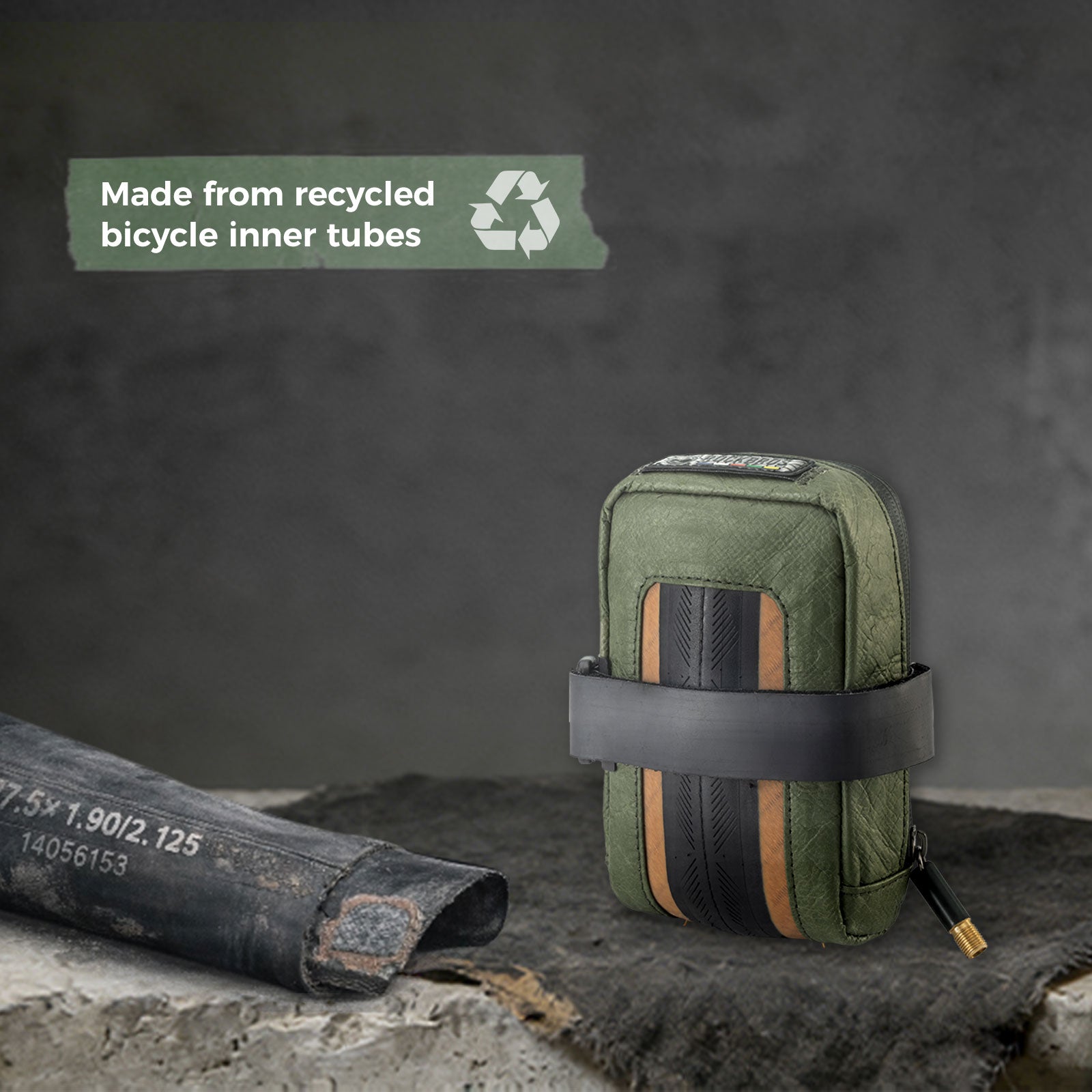 Sustainable Eco-Friendly Recycled Tire Bike Saddle Bag 0.4L ROAD TO SKY