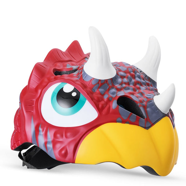 ROCKBROS Kids Cartoon Dinosaur Helmet Adjustable Lightweight, Red