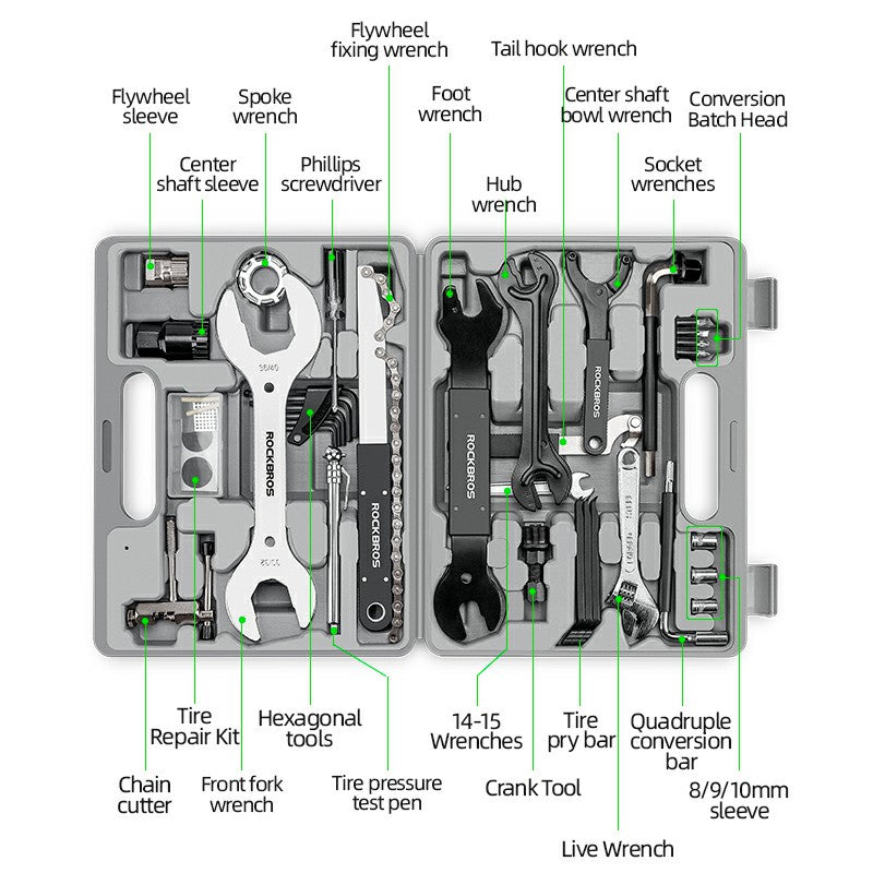 ROCKBROS Complete Bike Tool Kit for Mountain/Road Bike Maintenance - ROCKBROS