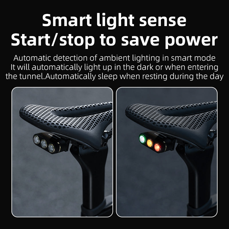 ROCKBROS Smart Waterproof Brake Light Traffic Light Style Rechargeable Bike Taillight