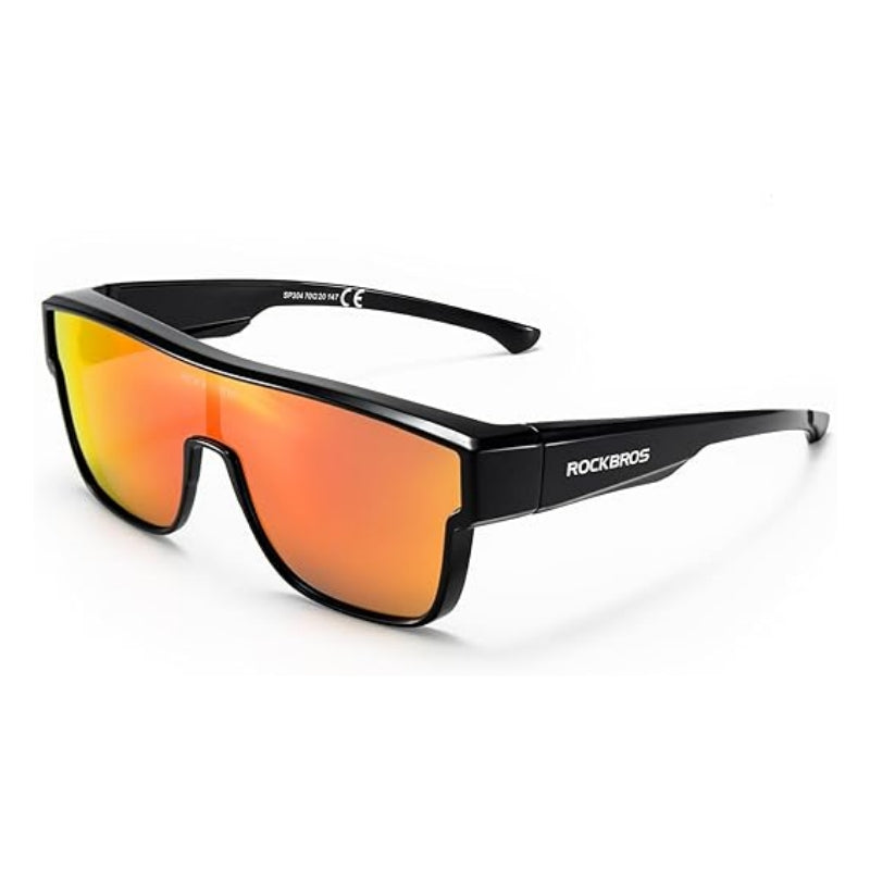 Black Wraparound Shield Sport Sunglasses W/ Non-Polarized Rainbow Lens - Foto 6