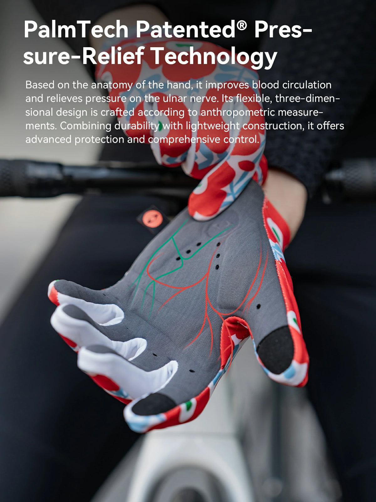 Printed Full Finger Cycling Gloves, Touch‑Screen Thin Summer Bike Gloves, High‑Visibility Color Print Non‑Slip Road Biking Gloves