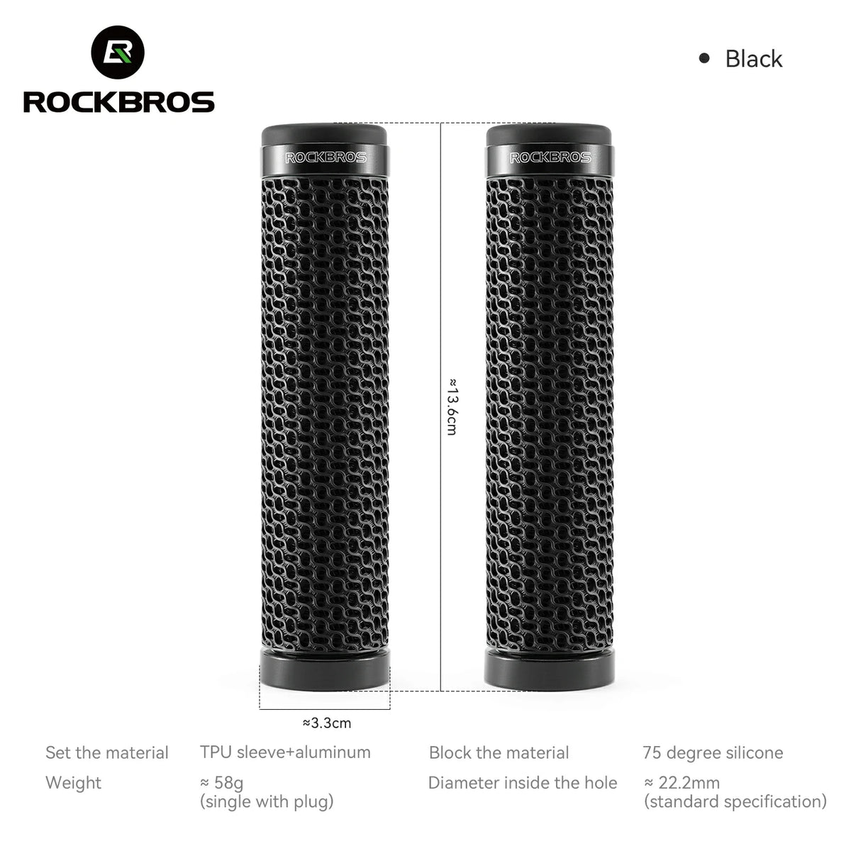 ROCKBROS black 3D printed bike grip #Color_Black