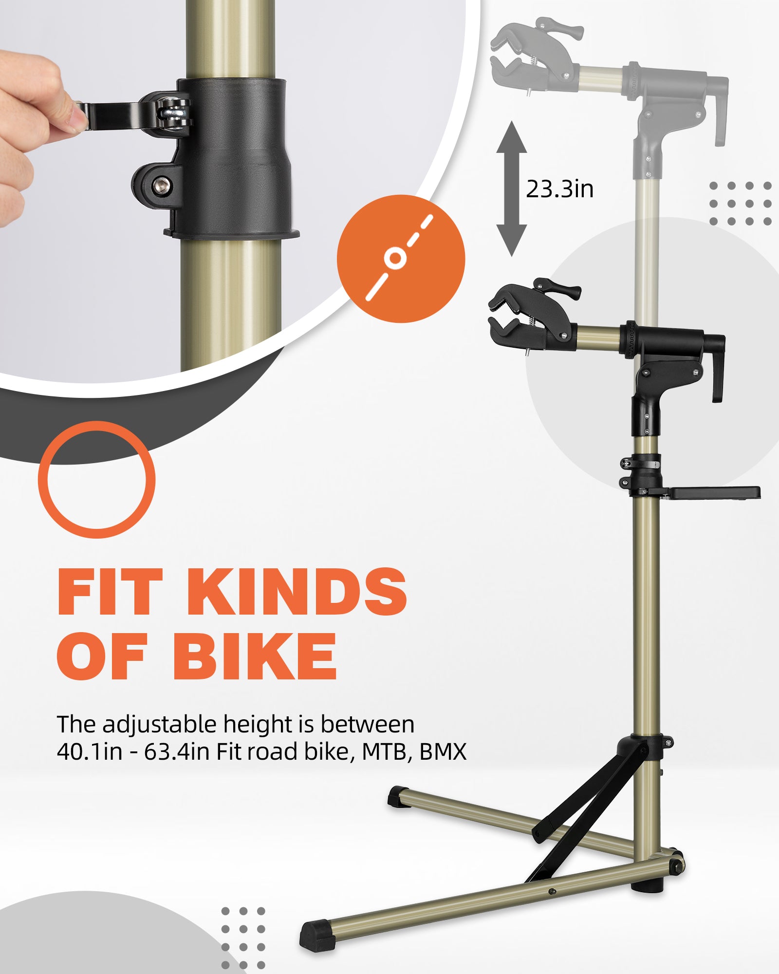 SEGAWE Portable Steel Bike Repair Stand – Adjustable Height, 66lb Capacity, Folding Bicycle Workstand