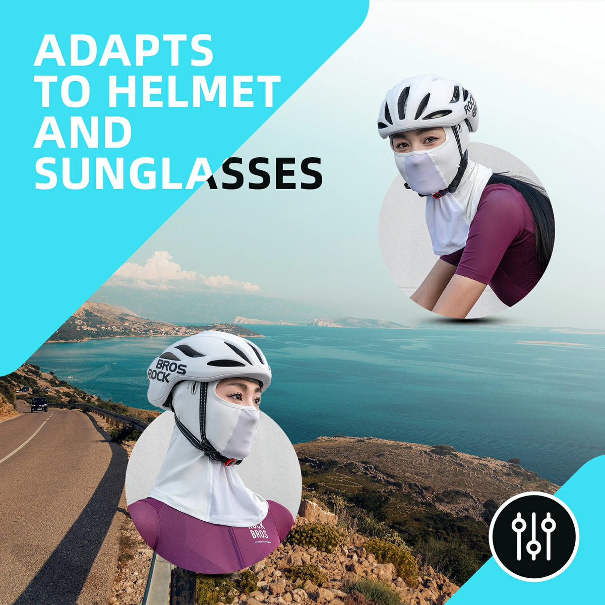 bike helmets with face shield ROCKBROS Summer Balaclava Face Mask Cooling Neck Gaiter Breathable Face Covering, White