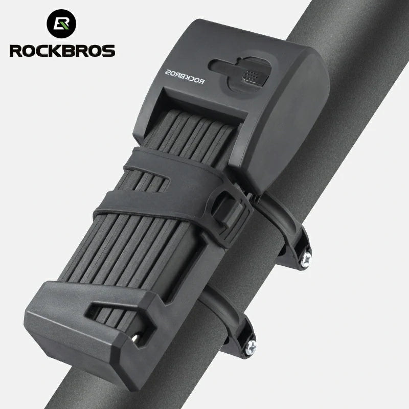 ROCKBROS Smart Fingerprint Bike Lock – Bluetooth, Foldable, Key Entry, 90cm Cable, Portable, Black
