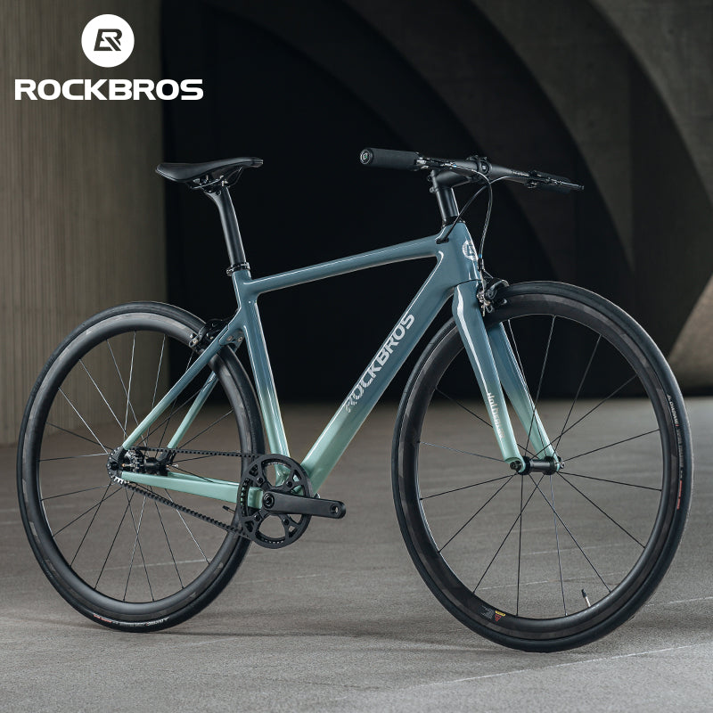 ROCKBROS T700 Carbon Fiber Aerodynamic Flat Road Bike  V-brake Leisure City Bike Green Black