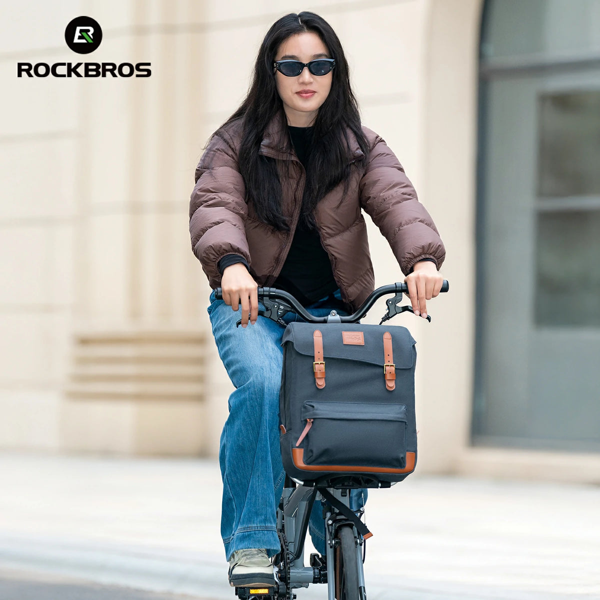 ROCKBROS Fashion Vintage Folding Bike Backpack Vintage Laptop Backpack for Women Men,14
