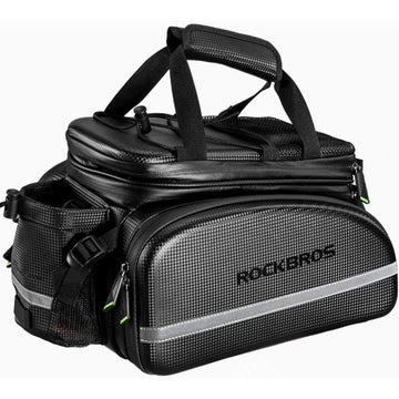 ROCKBROS Bike Rack Bag Waterproof Carbon Leather Rear Seat Cargo Pack 34L