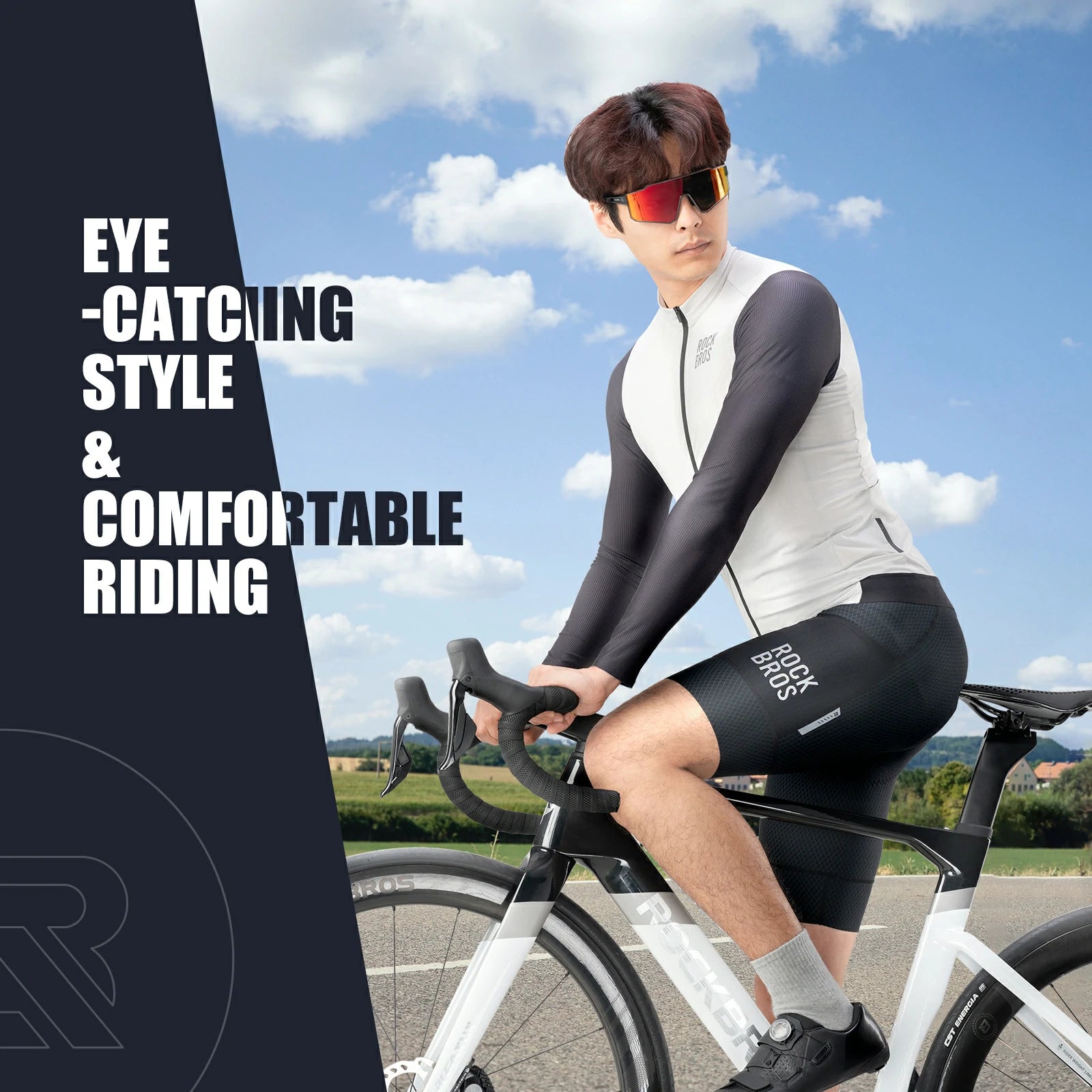 ROCKBROS Men's Cycling Jersey Long Sleeve Pro Road Bike Shirt Full Zipper