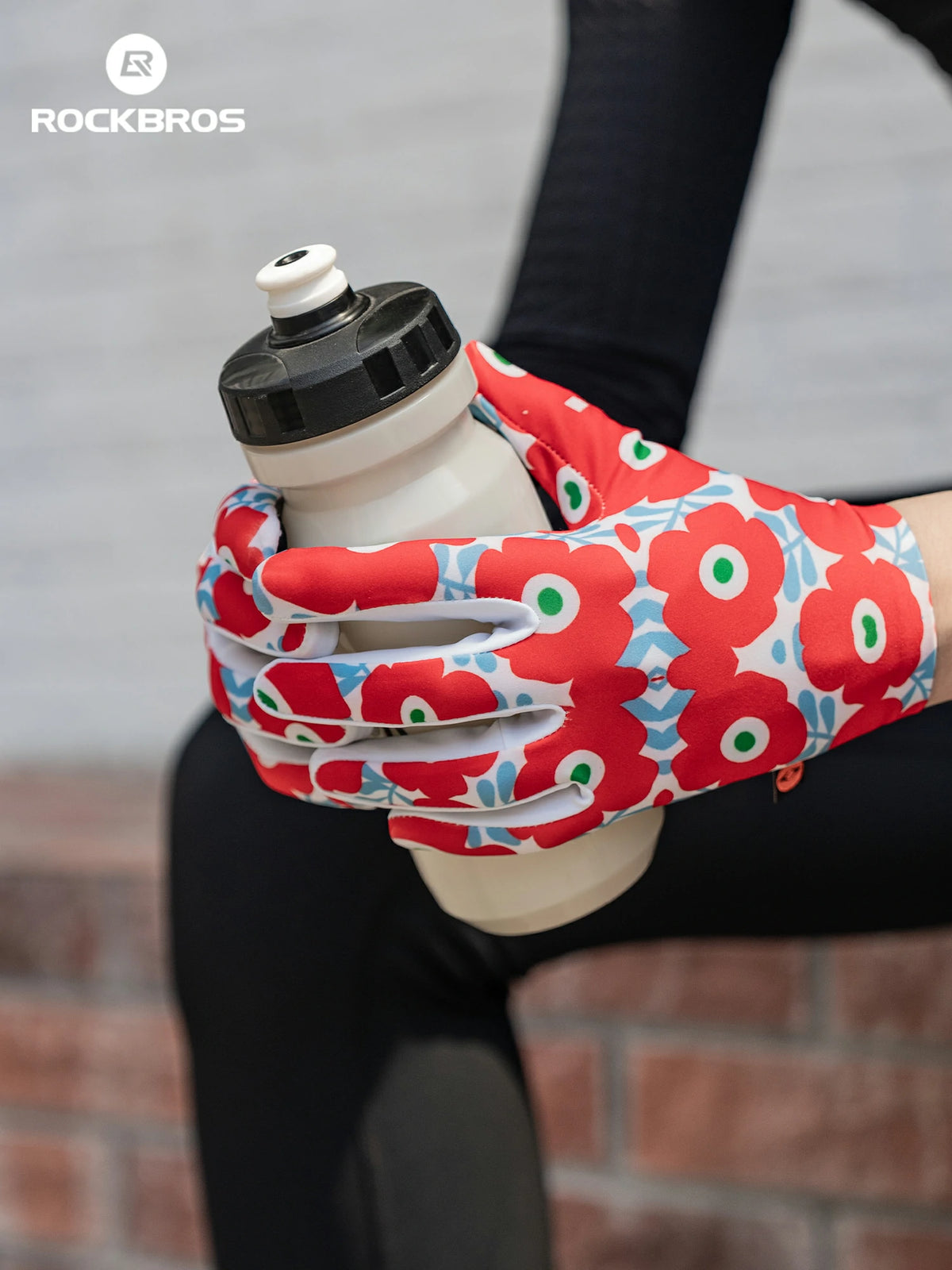 Printed Full Finger Cycling Gloves, Touch‑Screen Thin Summer Bike Gloves, High‑Visibility Color Print Non‑Slip Road Biking Gloves