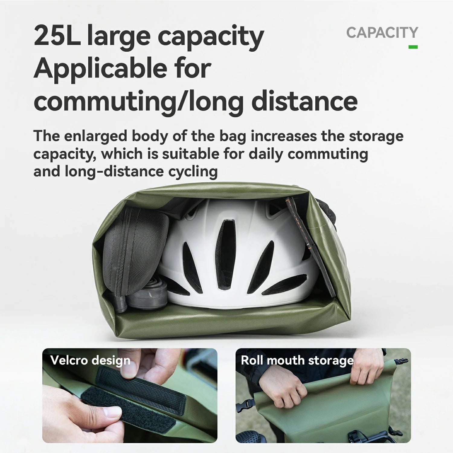 TL-153 25L Seamless 100% Waterproof Bike Panniers Rear Rack Bicycle Bag ROAD TO SKY