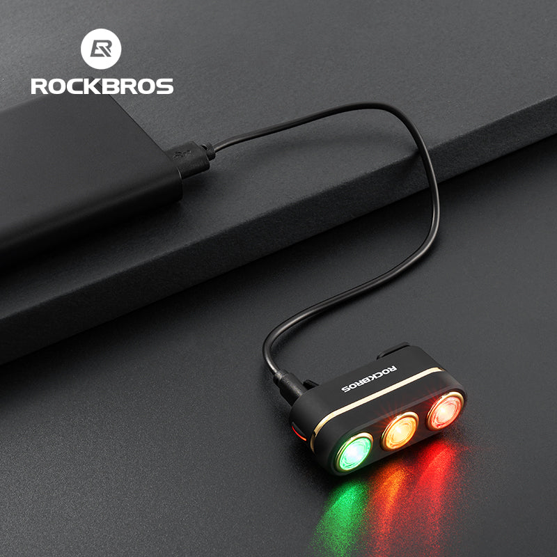 ROCKBROS Smart Waterproof Brake Light Traffic Light Style Rechargeable Bike Taillight