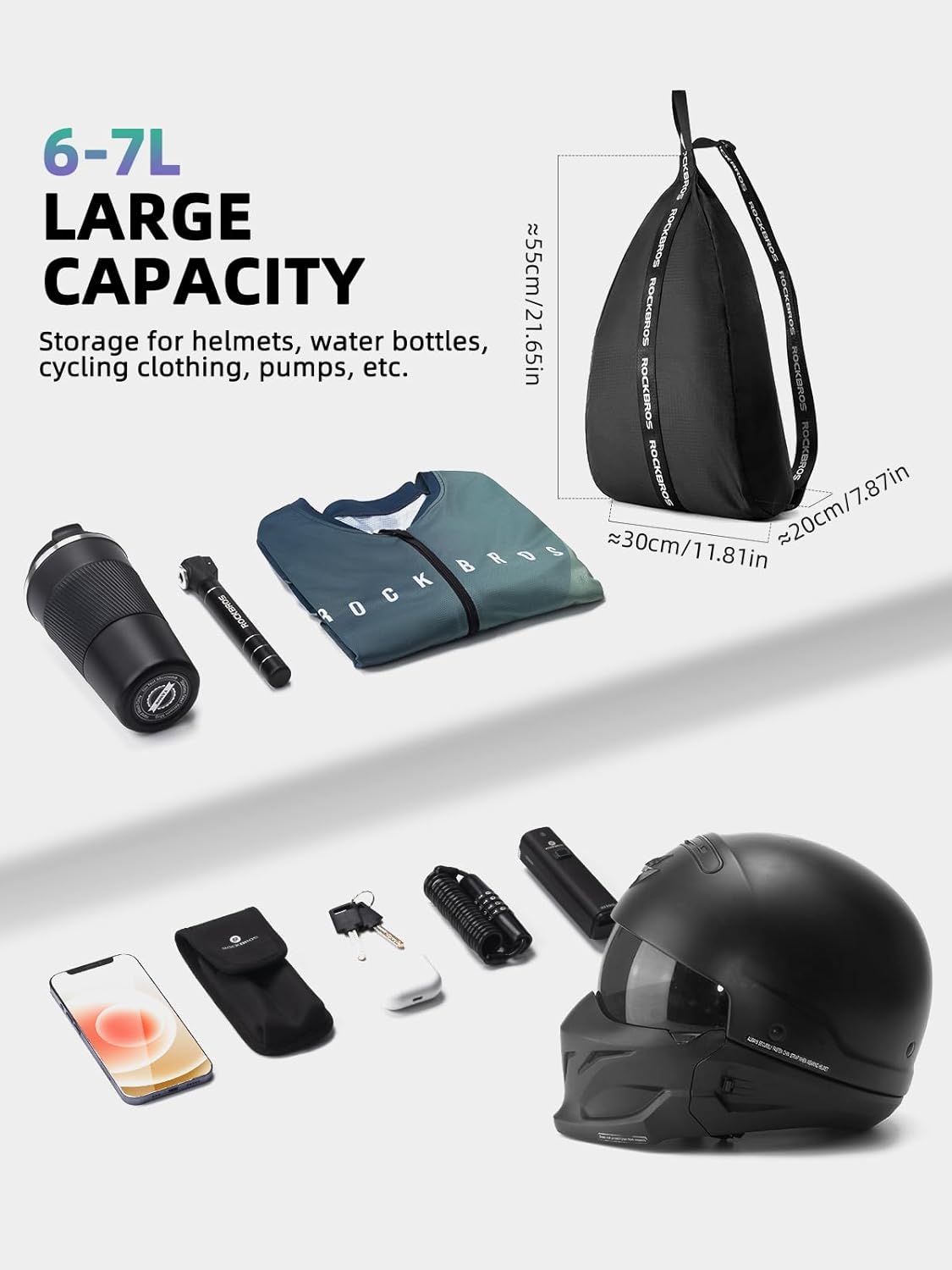 ROCKBROS Waterproof Motorcycle Helmet Backpack 7L Lightweight Storage Bag - ROCKBROS