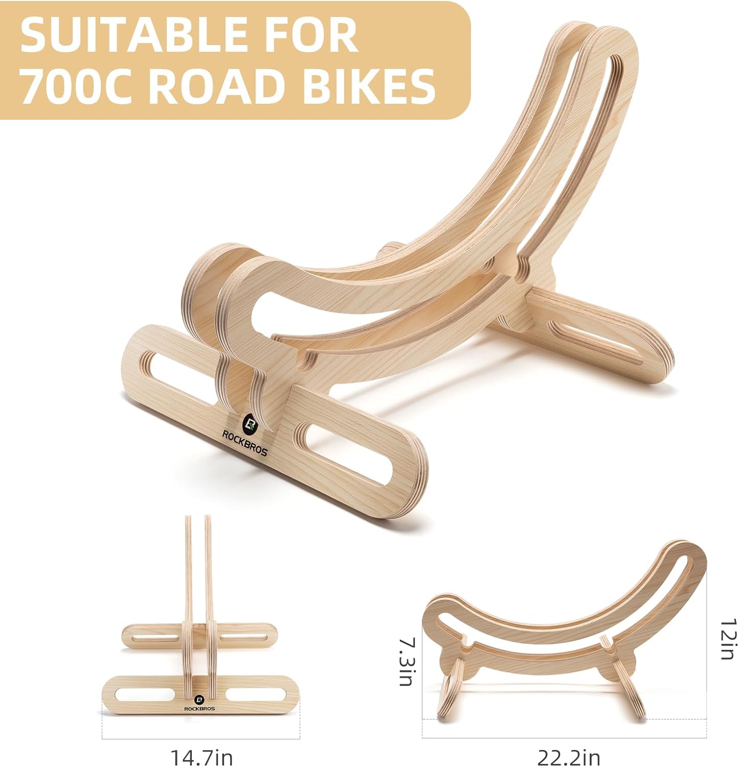 ROCKBROS Wooden Bike Stand Rack Stylish Stable Storage for Road Bikes - ROCKBROS