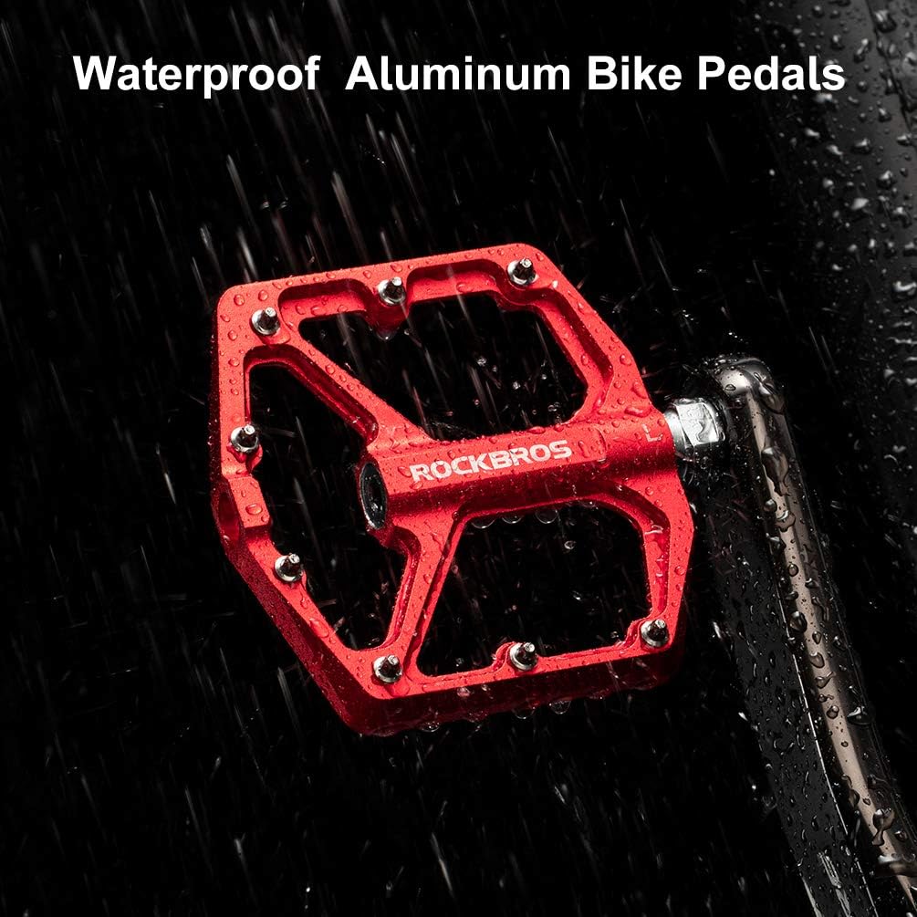 ROCKBROS Bike Pedals Lightweight Aluminum Platform 9/16'' Sealed Bearing - ROCKBROS