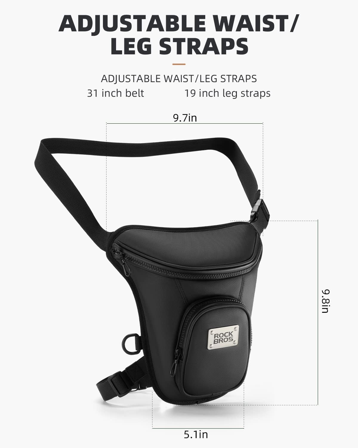 ROCKBROS Waterproof Tactical Drop Leg Bag Durable Adjustable Large Capacity - ROCKBROS