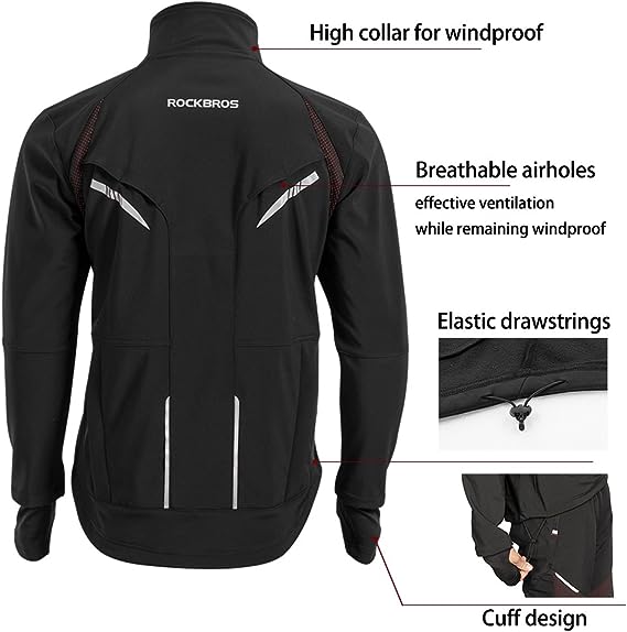 ROCKBROS Winter Cycling Jackets Warm Windproof and Multiple Pockets