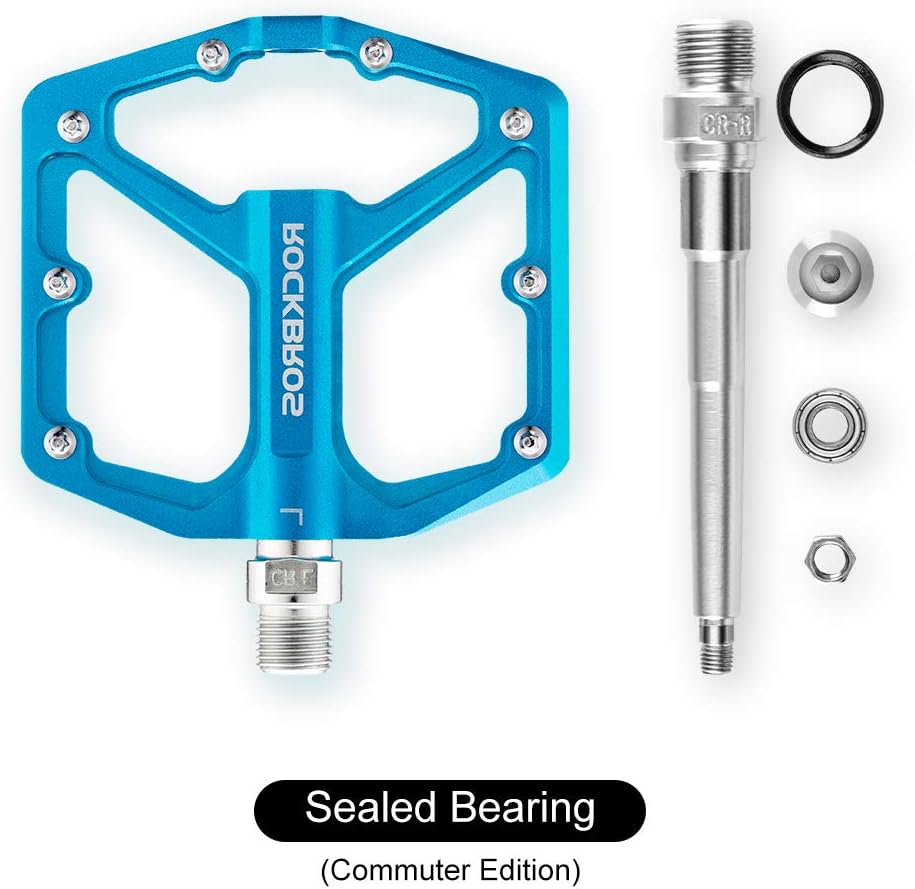 ROCKBROS Bike Pedals Lightweight Aluminum Platform 9/16'' Sealed Bearing - ROCKBROS