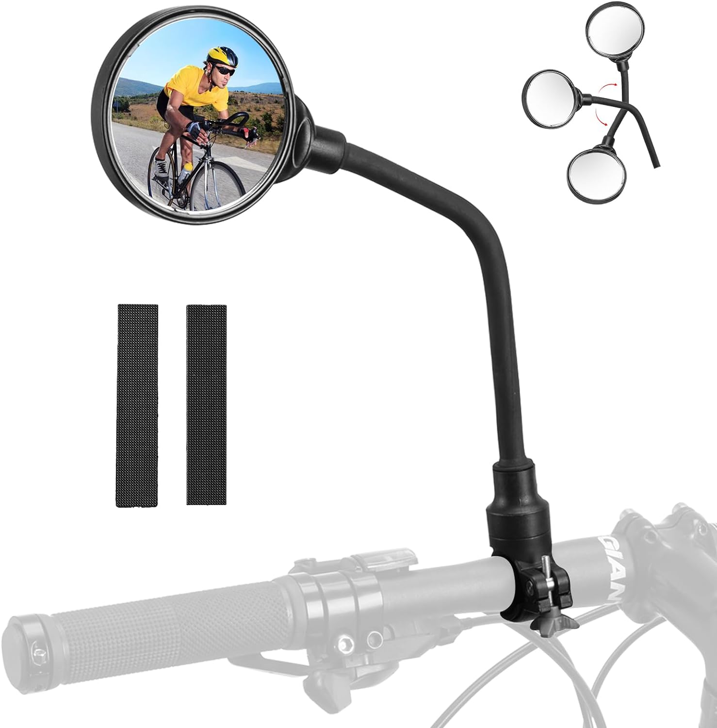 ROCKBROS Bike Mirror Handlebar Mount 360°Rotatable Adjustable