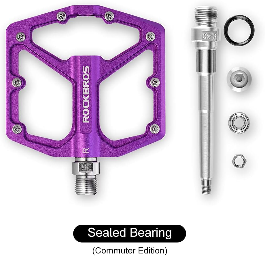 ROCKBROS Bike Pedals Lightweight Aluminum Platform 9/16'' Sealed Bearing - ROCKBROS