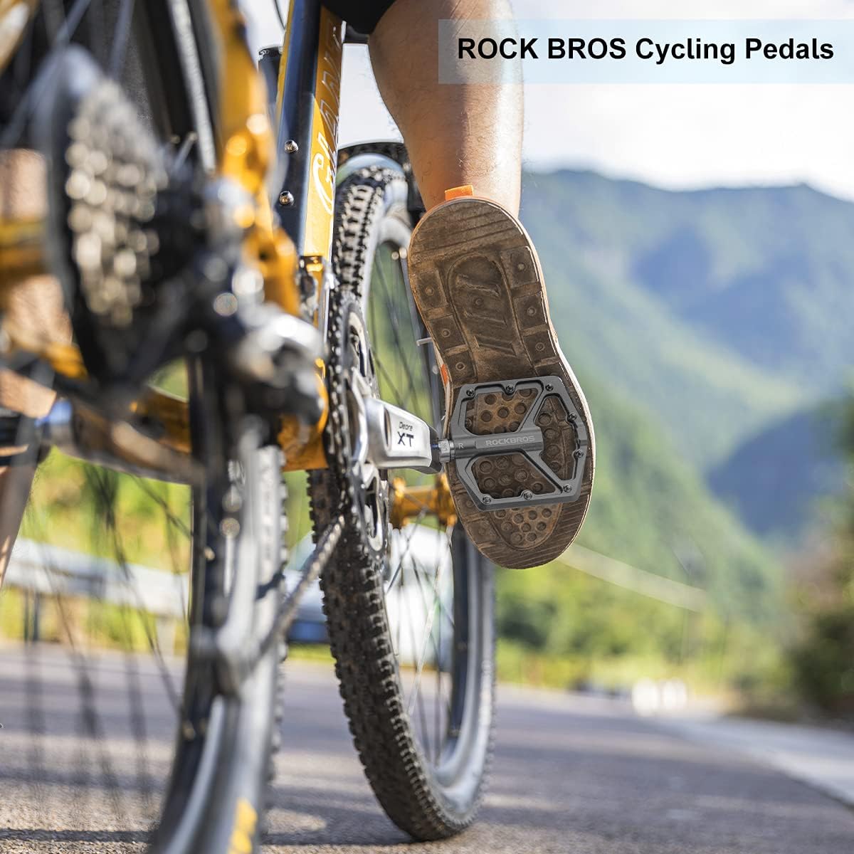 ROCKBROS Bike Pedals Lightweight Aluminum Platform 9/16'' Sealed Bearing - ROCKBROS