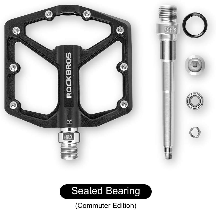 ROCKBROS Bike Pedals Lightweight Aluminum Platform 9/16'' Sealed Bearing - ROCKBROS