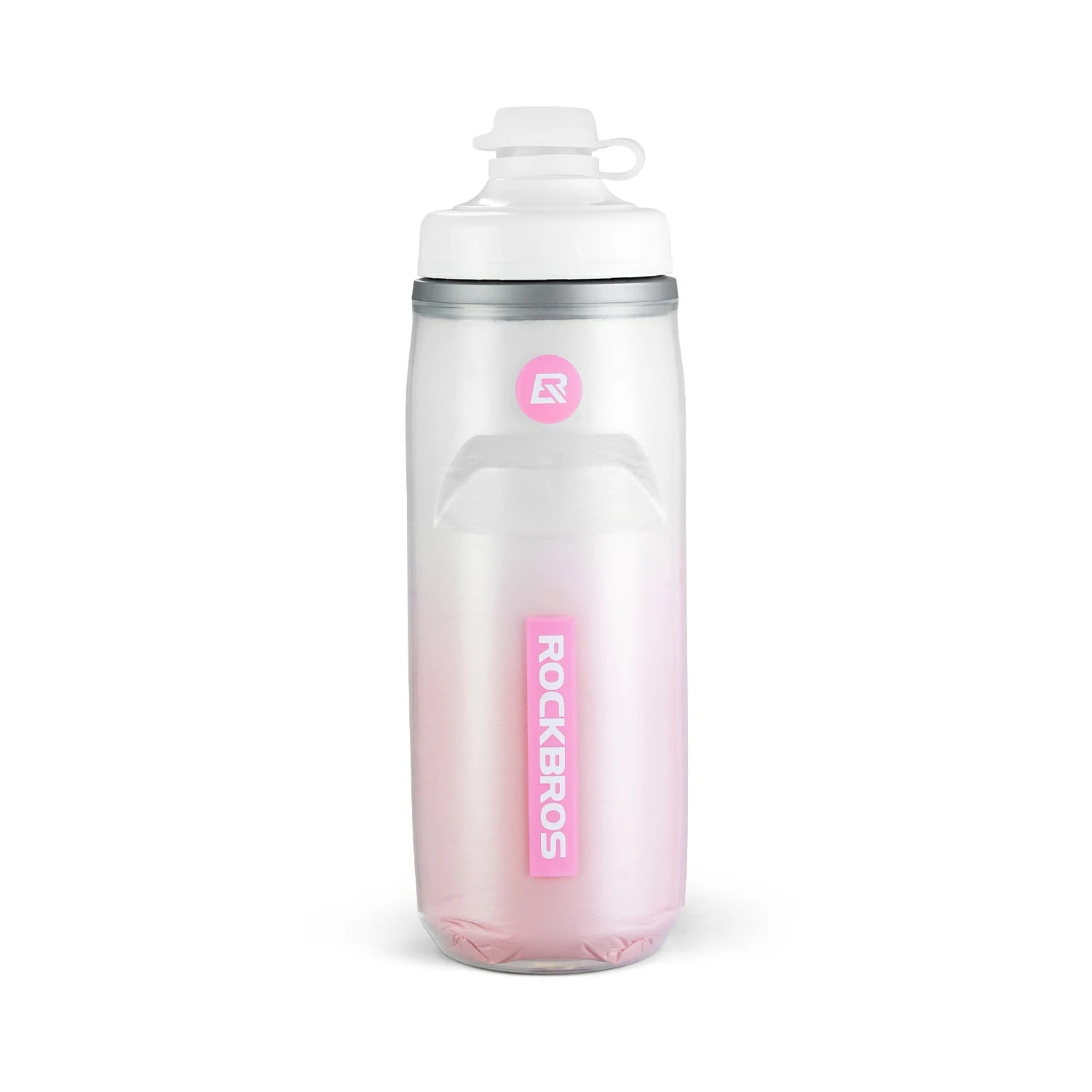 Gradient water bottle with pink and white design on a white background #Color_White