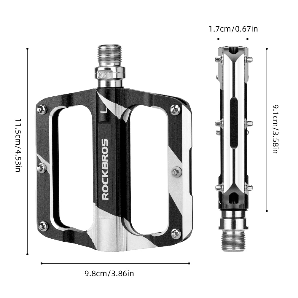 ROCKBROS Mountain MTB Bike Pedals Flat Bicycle 9/16 Lightweight Carbon Fiber Sealed Bearing Alloy Flat - ROCKBROS