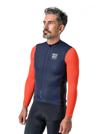 ROCKBROS Road-to-Sky Men's Cycling Long-Sleeved Jersey #Color_Navy Blue